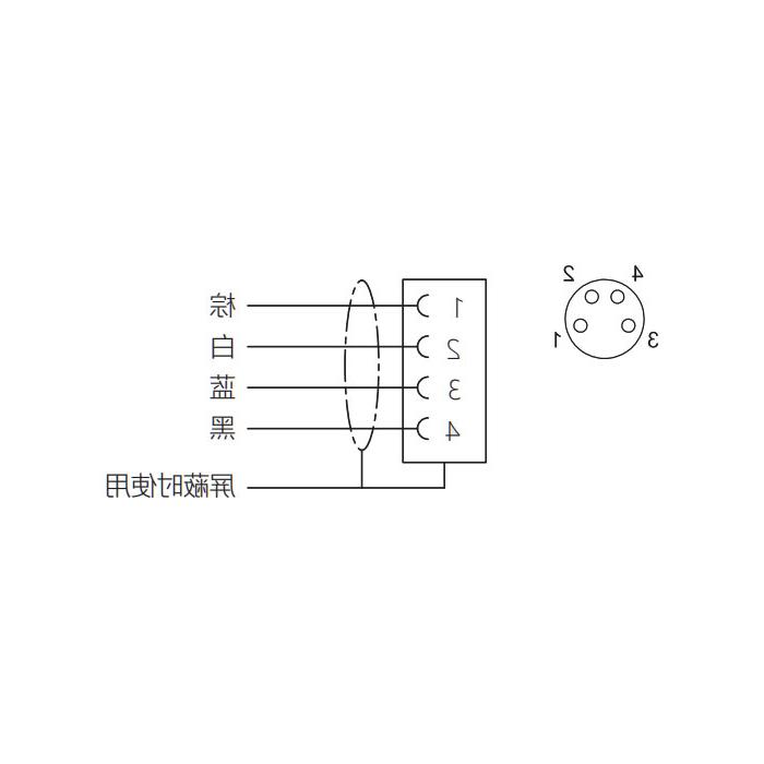 M8 4Pin、母头直型、单端预铸PUR柔性电缆、带屏蔽、黑色护套、63S125-XXX