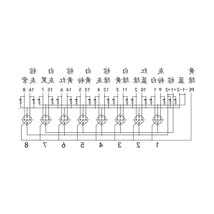 M12分线盒、双通道、PNP、8端口分体式、带LED、PCB端子带插头、24P8SN